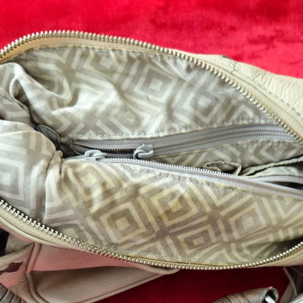 Brighton Stylish Cream and Gray Leather Bag